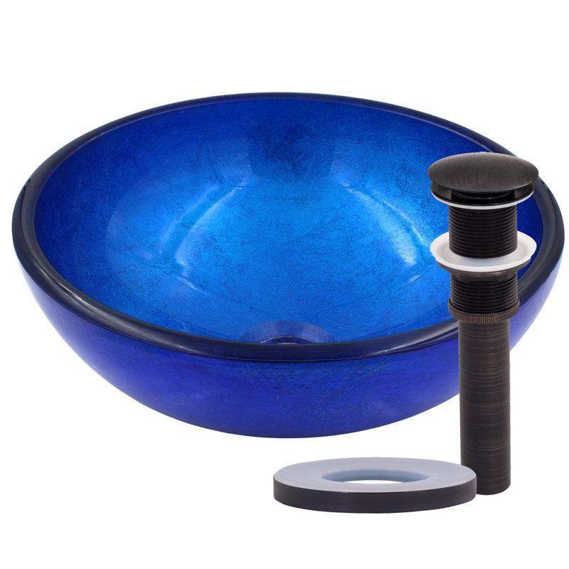 Lavabo de salle de bain vasque circulaire en verre, Bronze huilé