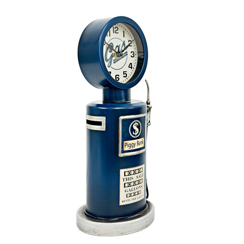 Gas Pump Piggy Bank Table Clock