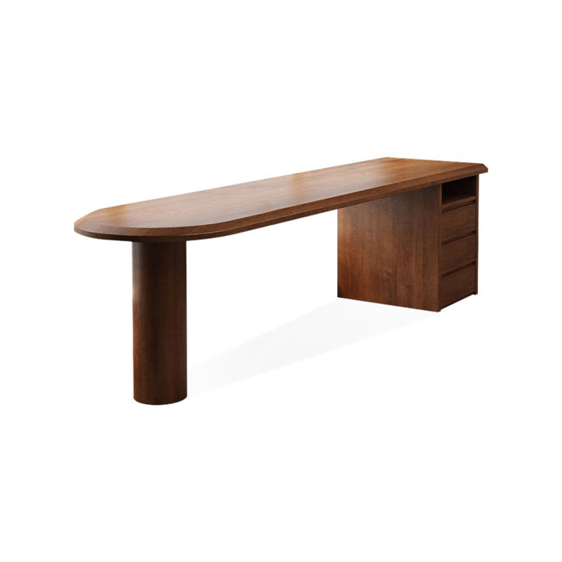 Bureau d'écriture en noyer massif en bois massif, H 29,53 po x l 86,61 po x P 23,62 po, Retour à droite