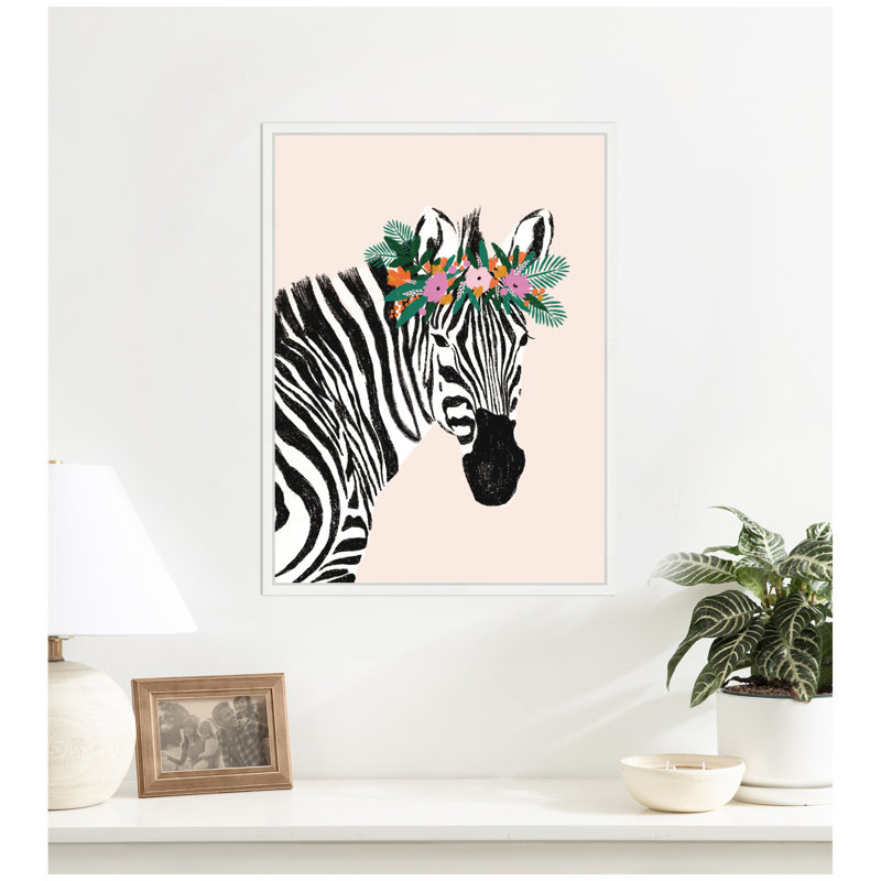 «Darling Zebra» par Aislinn Simmonds Duchess Plum, reproduction d'art sur toile encadrée
