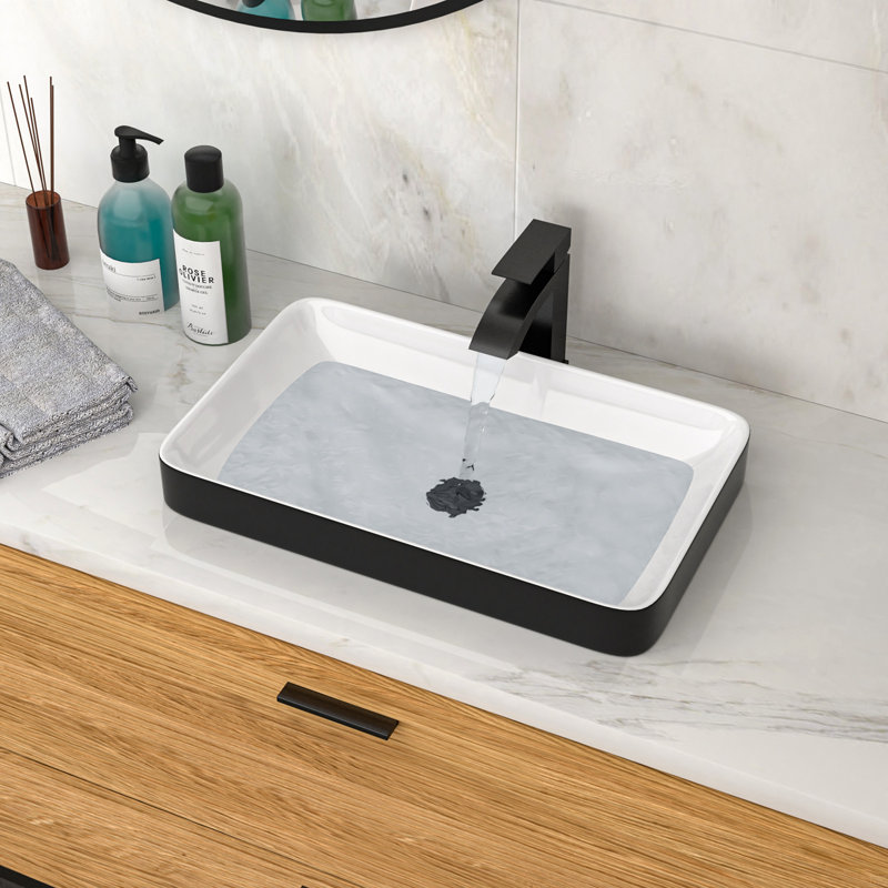 Lavabo de salle de bain semi-encastré en céramique 19 "X12"