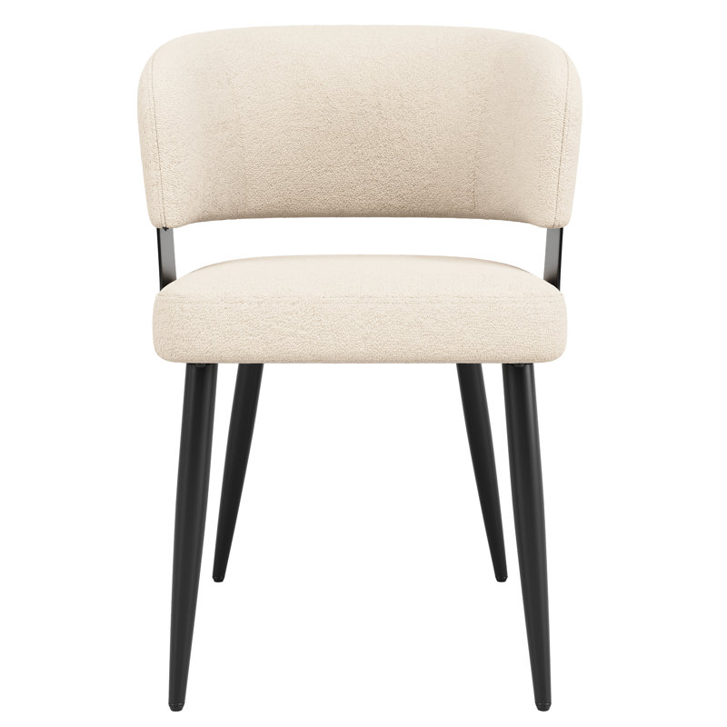 Fabric Upholstered Metal Armchair, Beige, 6