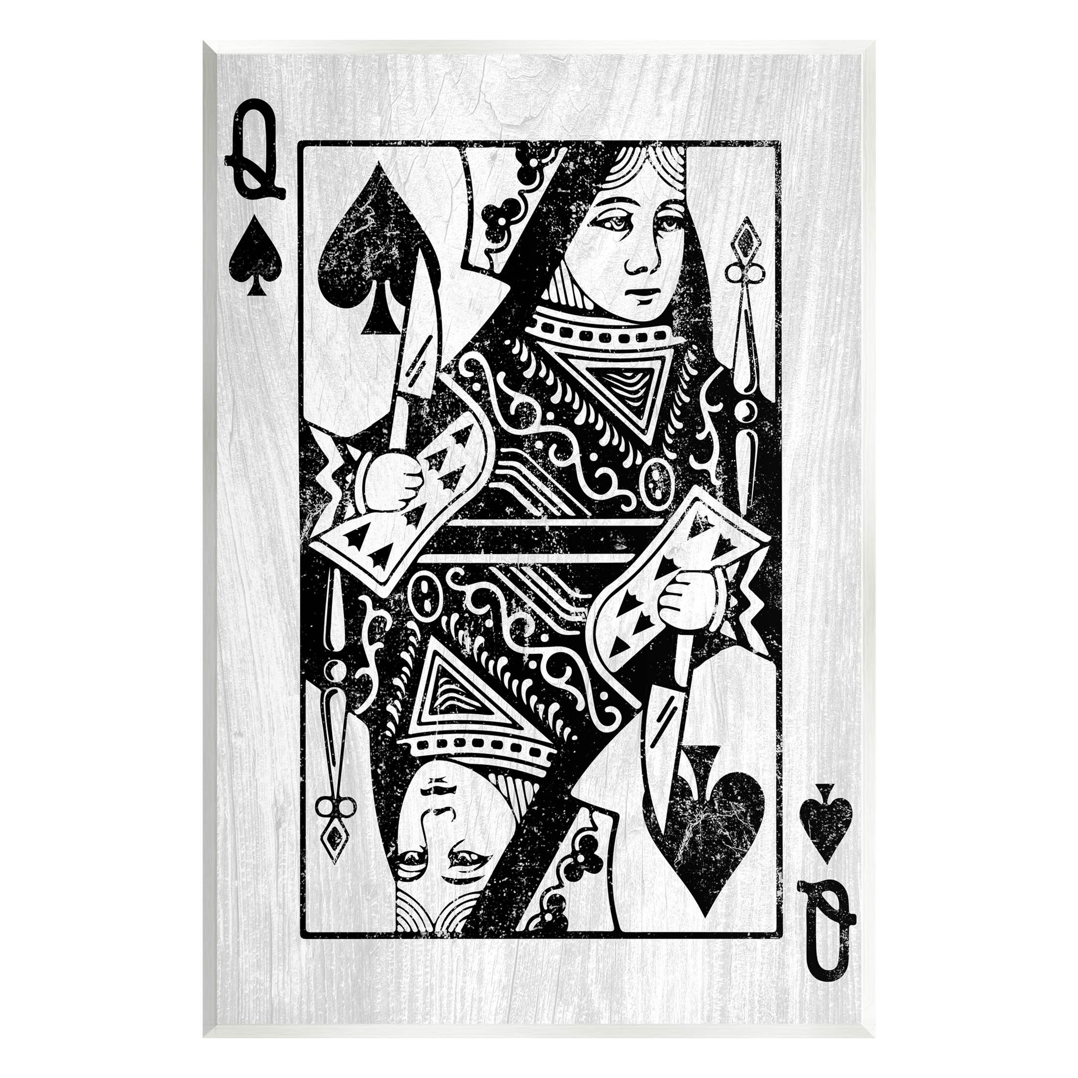 Trinx Card Deck Queen Imagery On MDF by Lil' Rue Graphic Art | Wayfair