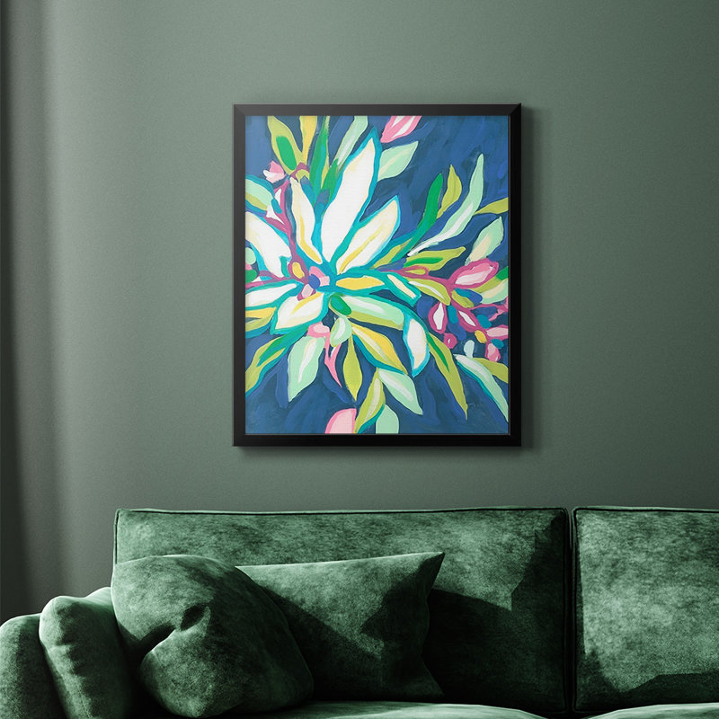 Blue Tropics I - Toile encadrée de qualité supérieure - prête à être accrochée, Noir, H 24 po x l 20 po