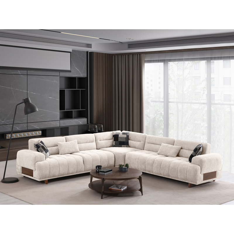 Canapé modulaire extensible Alfa Mobti, Boucle blanche