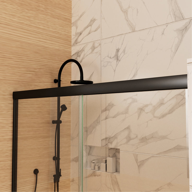 50 - 54 "X 72" porte de douche en noir mat avec des matériaux de construction stables pour le savon écume de verre