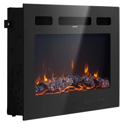 Foyer électrique de 42 pouces, foyer encastré mural avec télécommande, minuterie, 1500 W, luminosité de couleur de flamme réglable, écran tactile, protection contre la surchauffe, pour le salon, la chambre à coucher