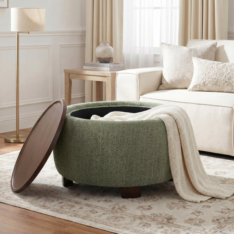 Repose-pieds rond avec rangement, green