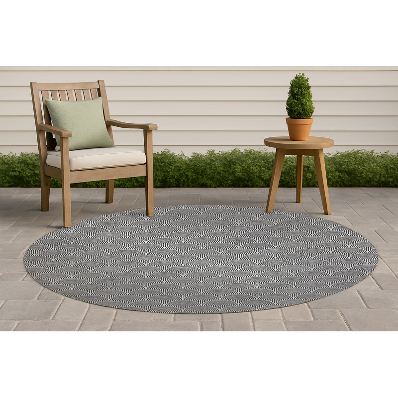 Rolling Humps Non-Slip Outdoor Rug, Round 5'