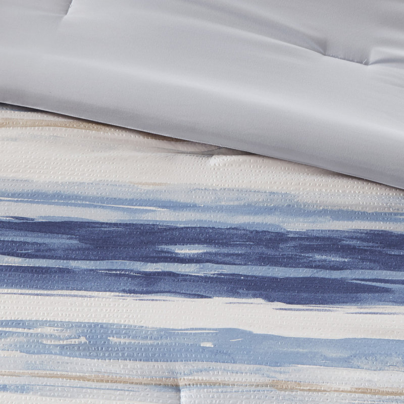 Premium 8 Piece Blue Seersucker Bedding Set, Soft Polyester For Home