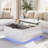 White High Gloss Square Lift Top Coffee Table with LED & Flip Lid - Modern Small Coffee Table with Drawer for Living Room-884663790