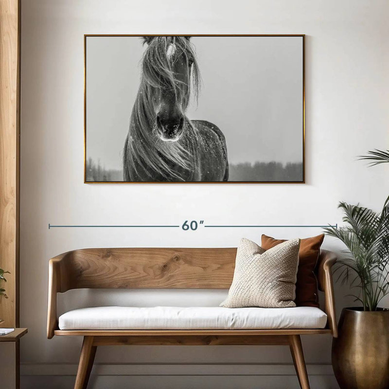 Cheval d'hiver, Cadre flottant doré, 46 po x 31 po