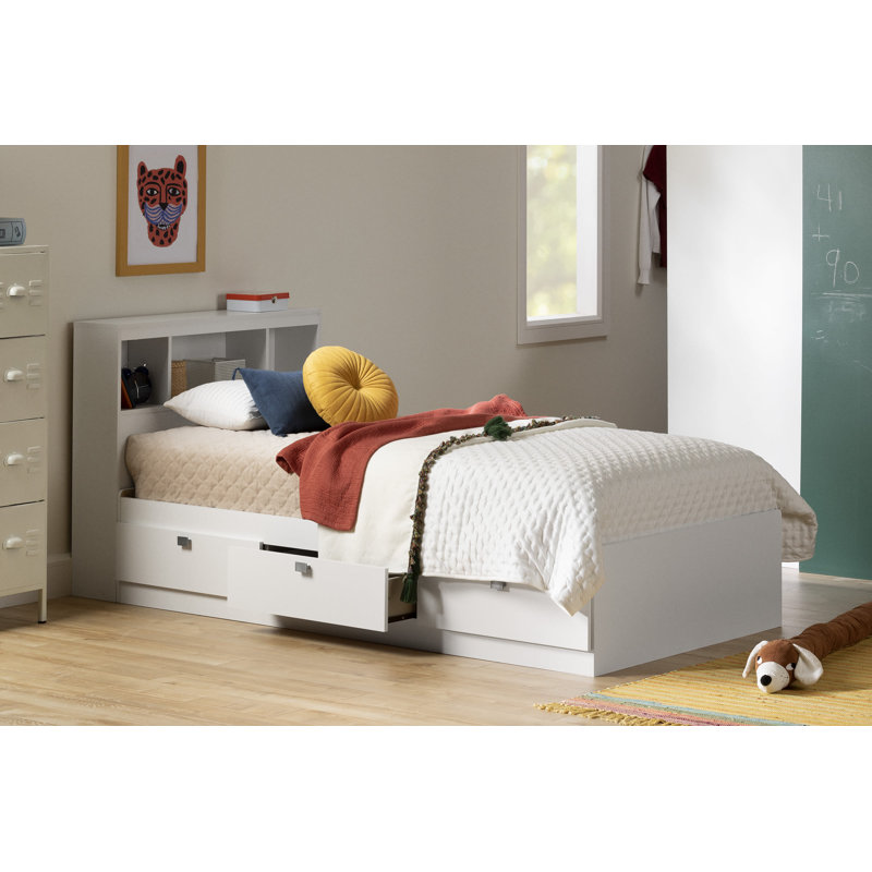 Spark Kids Twin Platform with Drawers, White