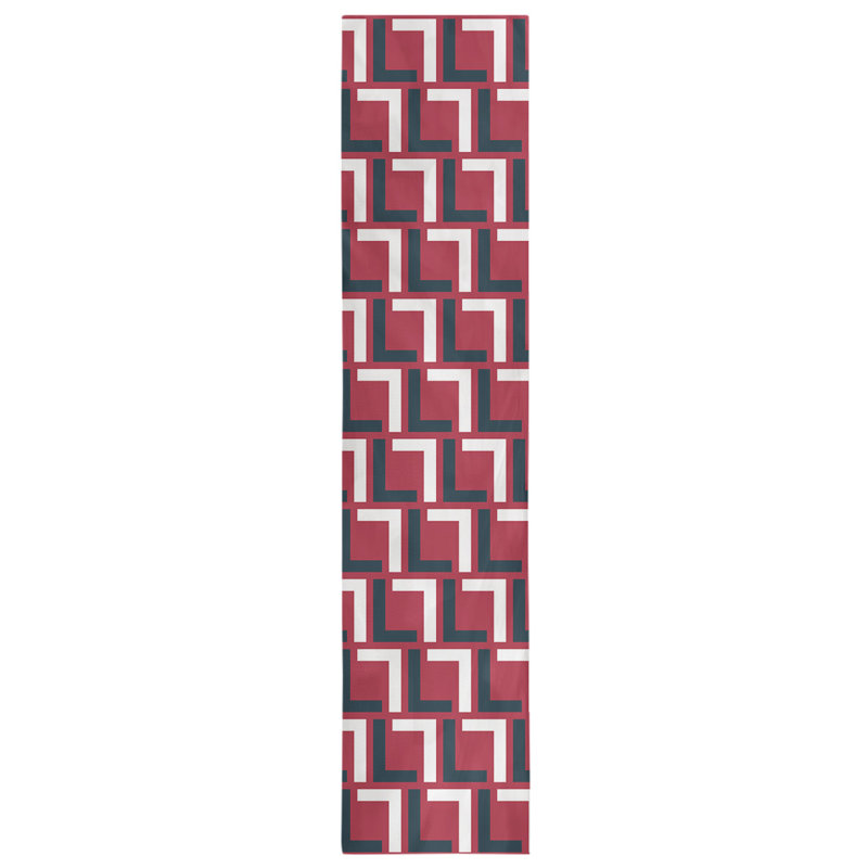 Chemin de table Carolina, 90 po x 16 po, Coton, Bleu foncé acier / blanc / rouge bataille