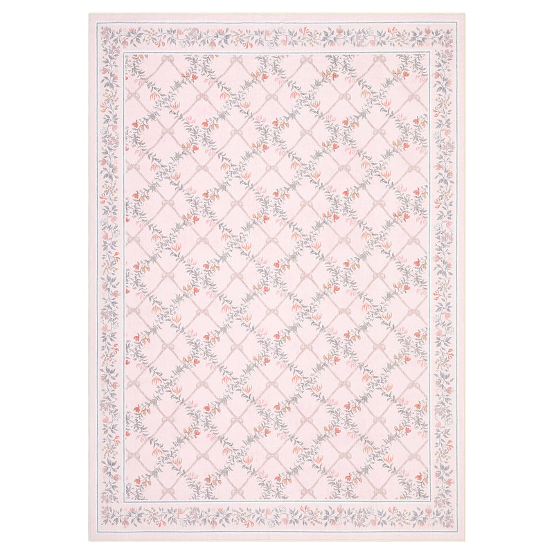 Modern Machine Washable Area Rugs Diamond Floor Mats with Non-Slip Backing, Non-Shedding Floral Print Accent Rug, Foldable Soft Low Pile Indoor Carpet