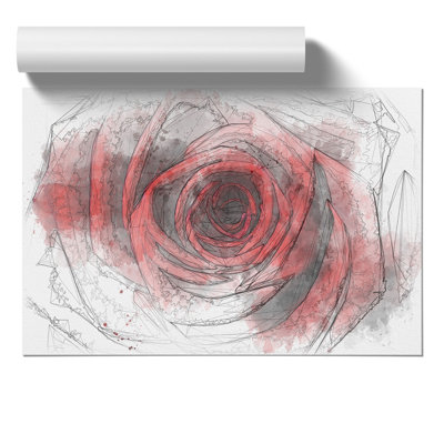 Red Rose Flower Vol.5 Sketch - Unframed Graphic Art