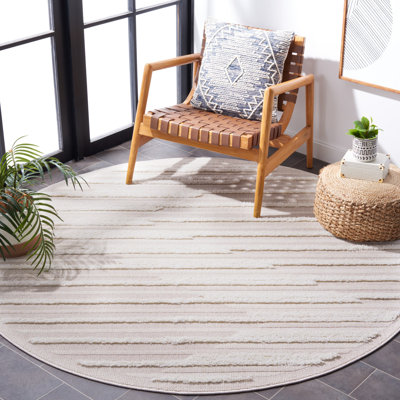 Anabeth Striped Polyester High-Low Pile Area Rug