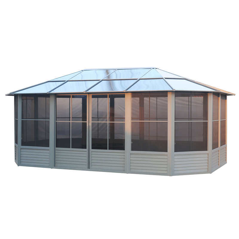 Florence Metal Patio Gazebo, Grey, 18 Ft. W x 12 Ft. D