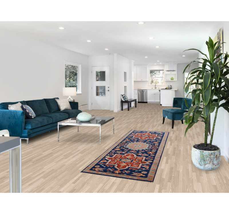 Tapis de couloir indien bleu Kazak