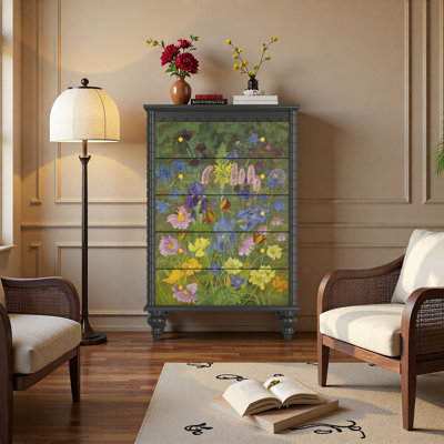 Armoire de rangement en bois massif avec poignées en cuivre