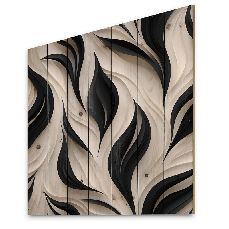 Corenzo - Décoration murale abstraite rayée en bois, H 36 po x l 36 po