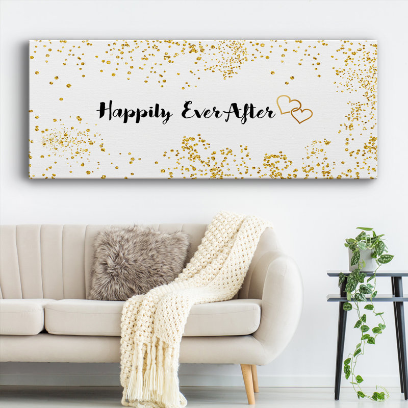 «Happily Ever After», art textuel sur toile tendue, H 12 po x l 30 po x P 1,5 po