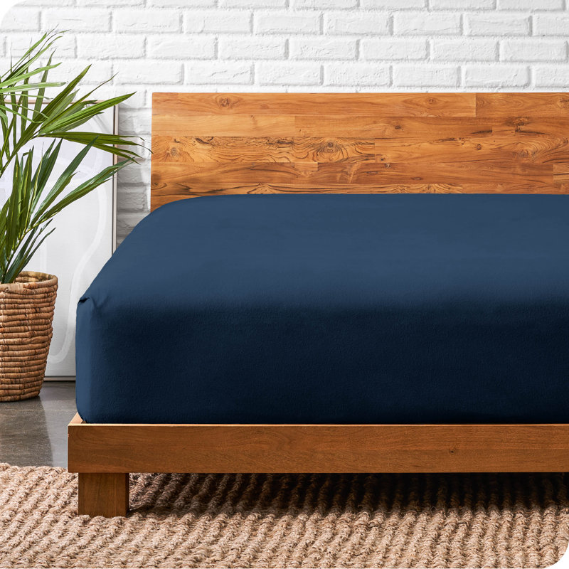 Split-King 100% Cotton Fitted Sheet, Blue