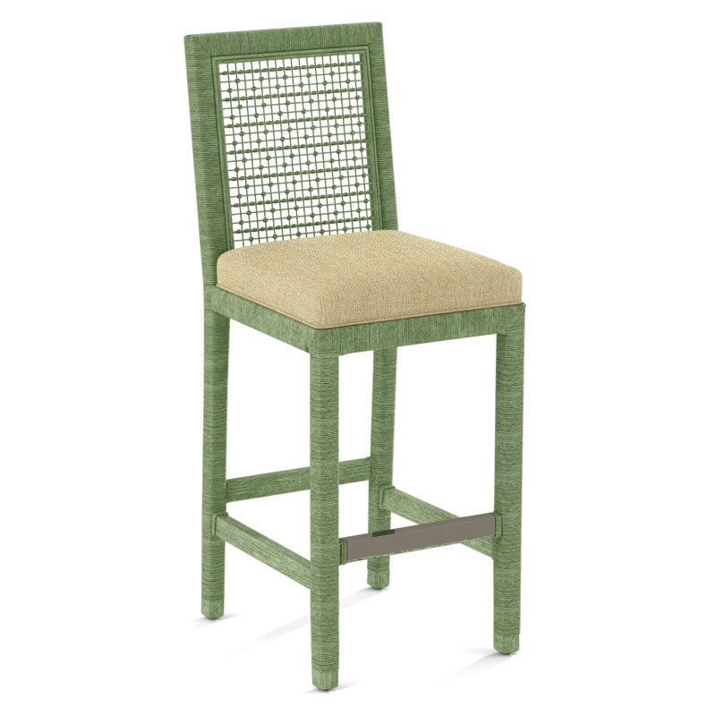 Pine Isle Bar Stool, Marquis Taupe Velvet; 0913-73, Celery