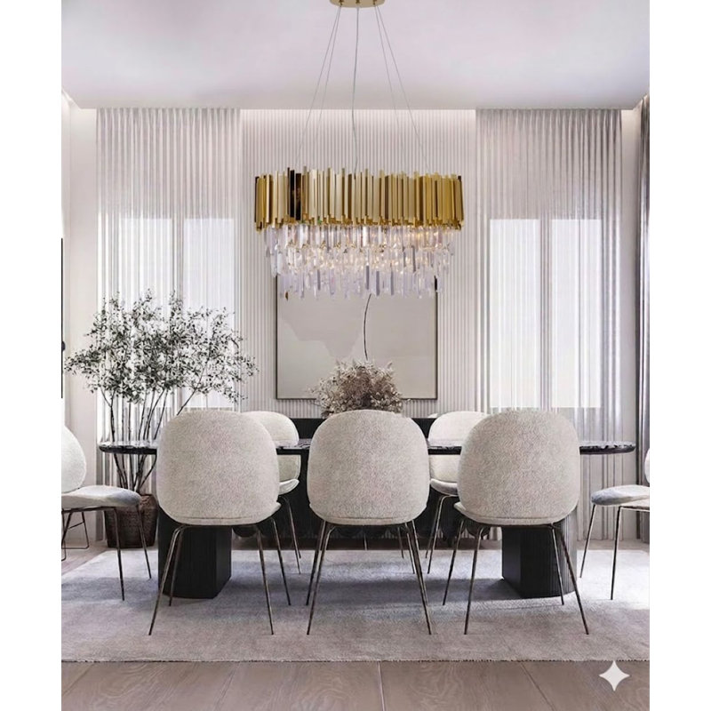 Lustre ovale en cristal 7 lumières Transitional, Or