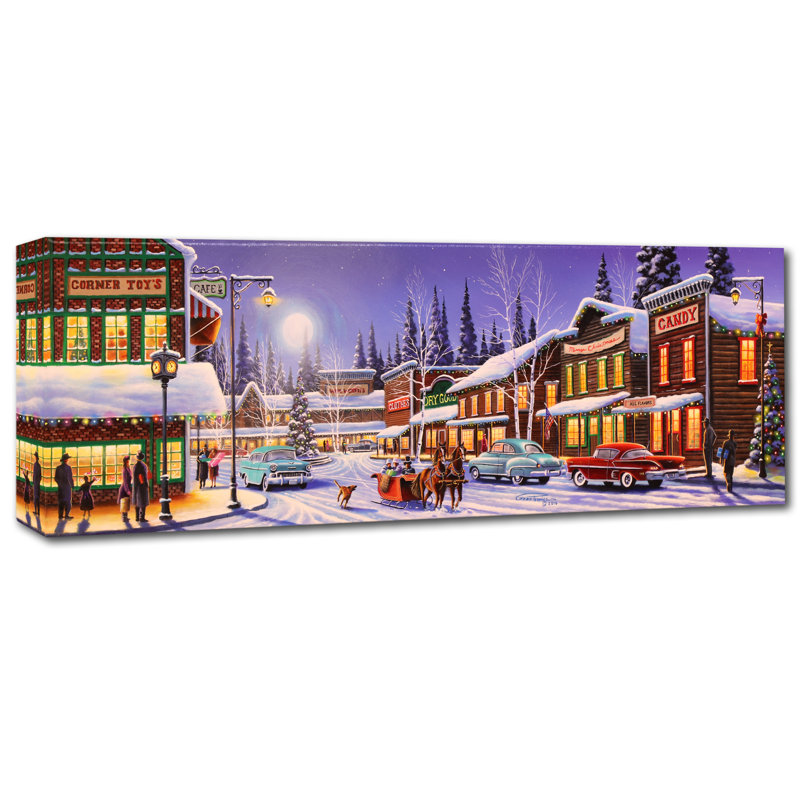 « main street christmas », reproduction sur toile tendue, H 10 po x l 32 po