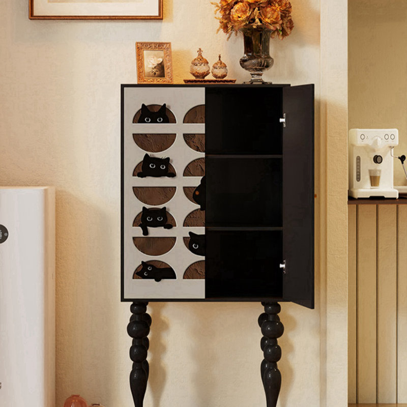 Armoire d'entrée en bois massif de style crème moderne