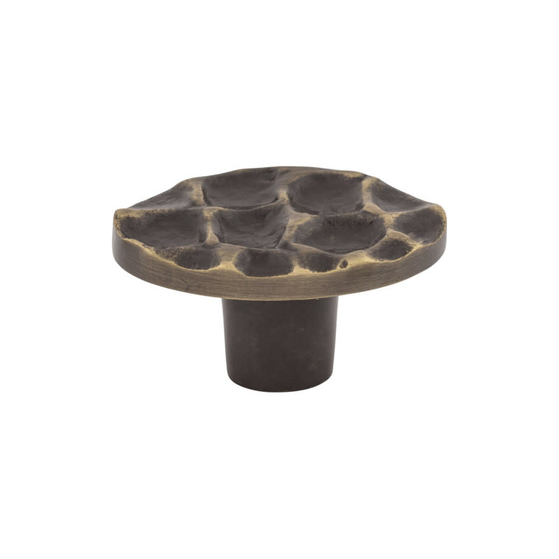 Cobblestone 2" Length Oval Knob, 2" Length, Brass Antique