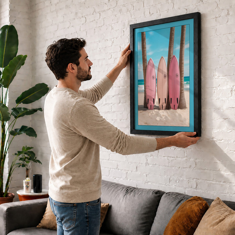 Surfboards at Leisure Coastal - Framed Print, A4 - 29.7 x 21.0 cm, White
