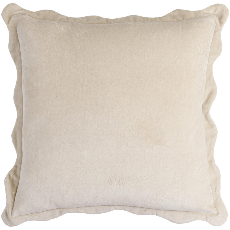 Coussin décoratif à bords festonnés Collier, H 20 po x l 20 po, polyester, Crème