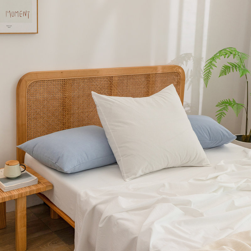 BESTOUCH 100% Washed Cotton Pillowcase Linen Feel Soft Breathable, Cornflower Blue, King (20" x 36")