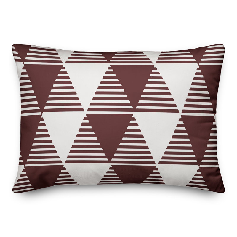  Coussin décoratif géométrique intérieur / extérieur en polyester, Marron, H 14 po x l 20 po