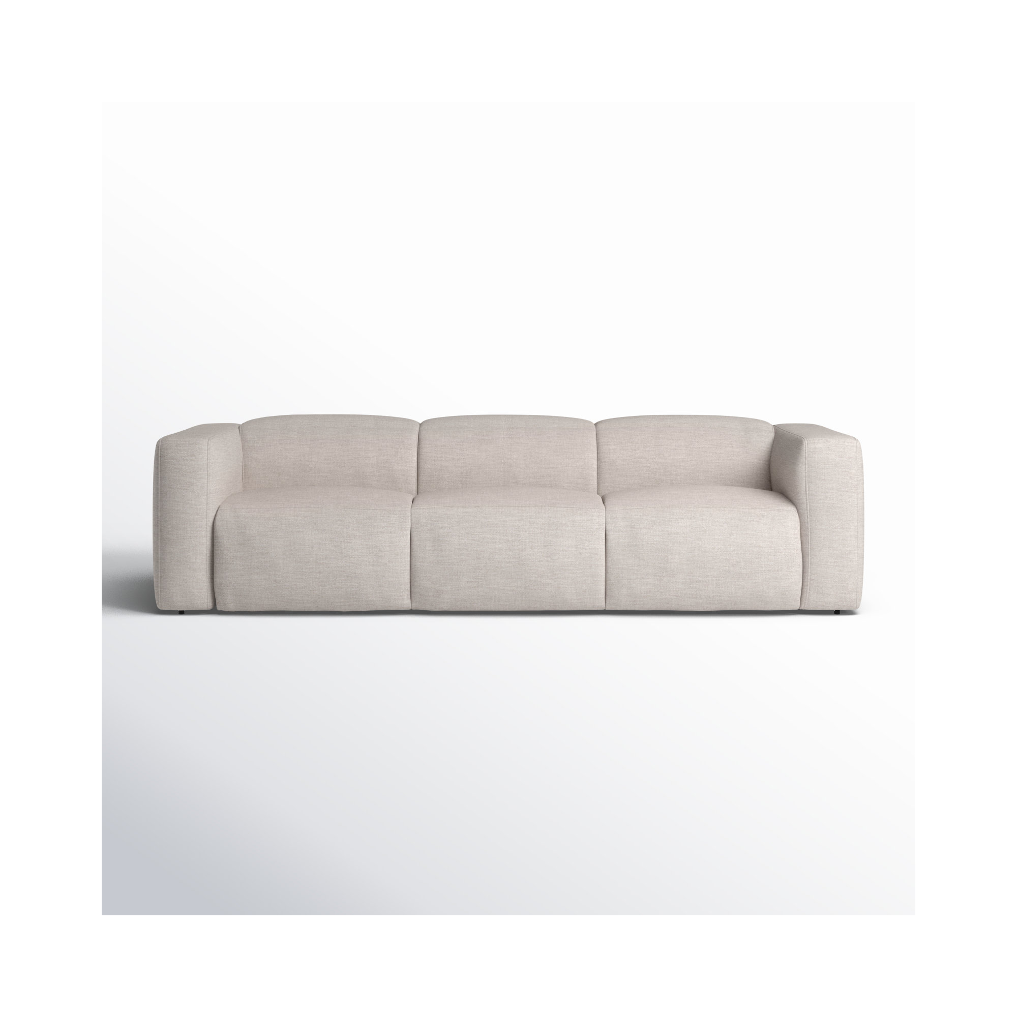 Amed 124" Genuine Leather Power Reclining Sofa, Gray Polyester Blend