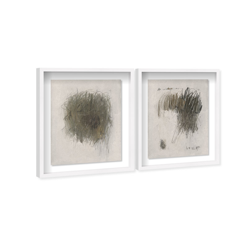 Modernist Sketch Set Shadowbox Abstract Print by Oliver Gal, Black Frame, 16 x 20, 25.5"H x 31.5"W, White Shadowbox