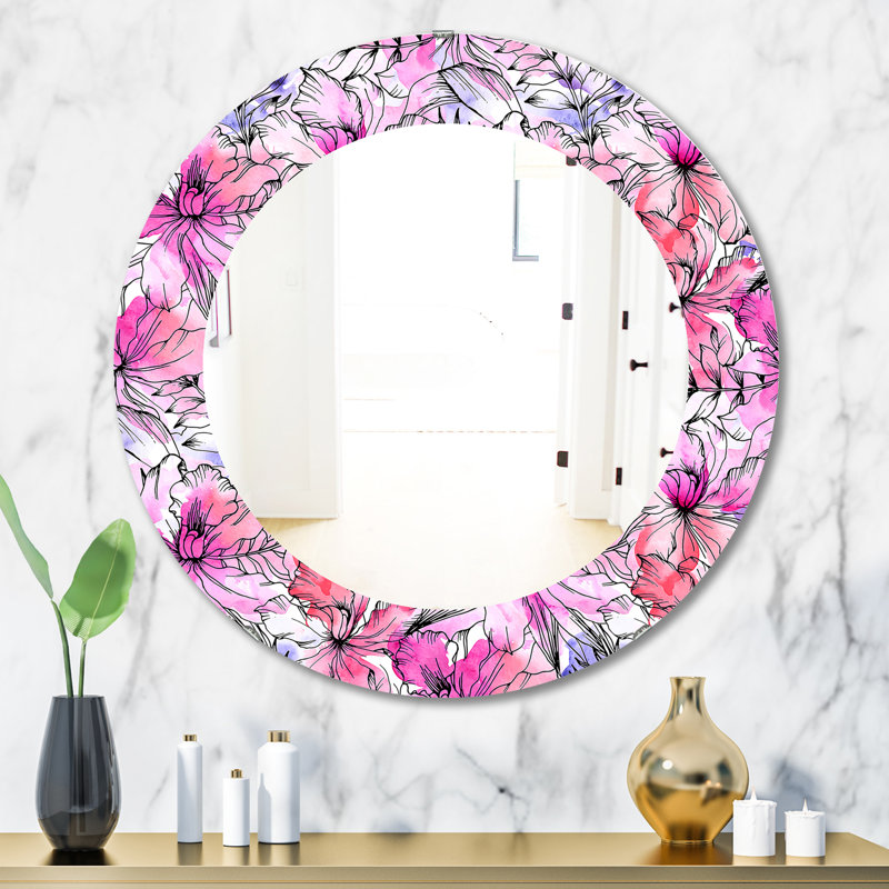 Pink Blossom 22 - Miroir moderne, H 31,5 po x l po