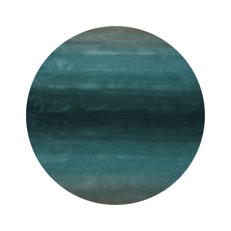 Tapis bleu sarcelle en laine LoomBloom, Rond 6 pi
