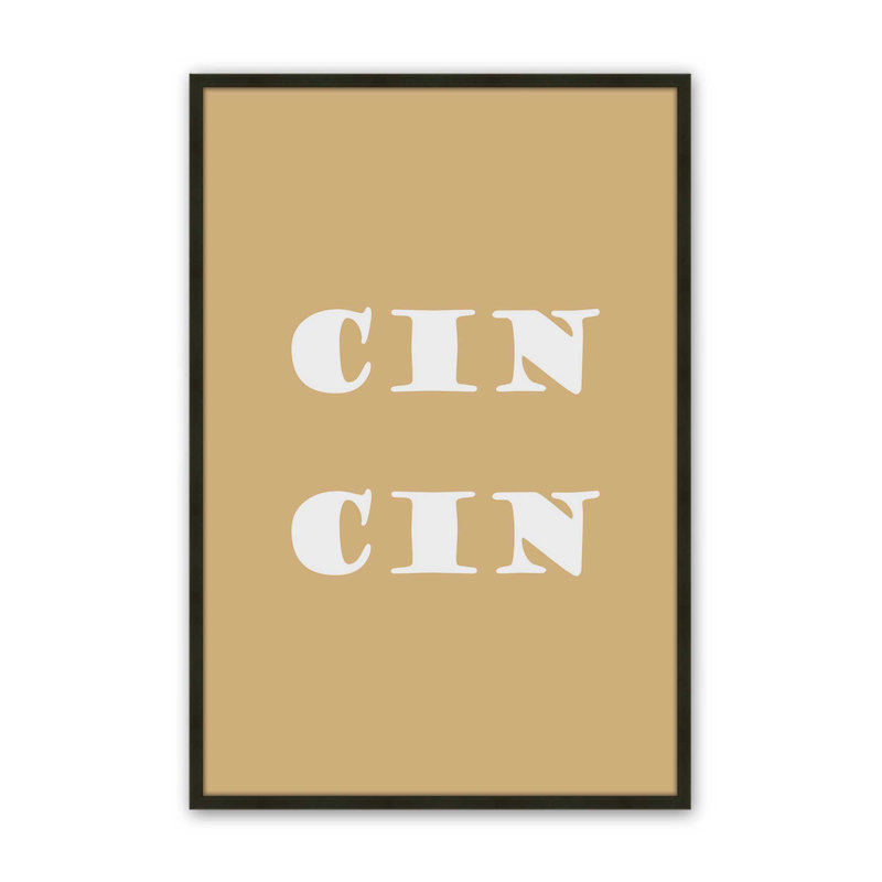 Imprimé Cin Cin, H 15 po x l 12 po, Noir satiné