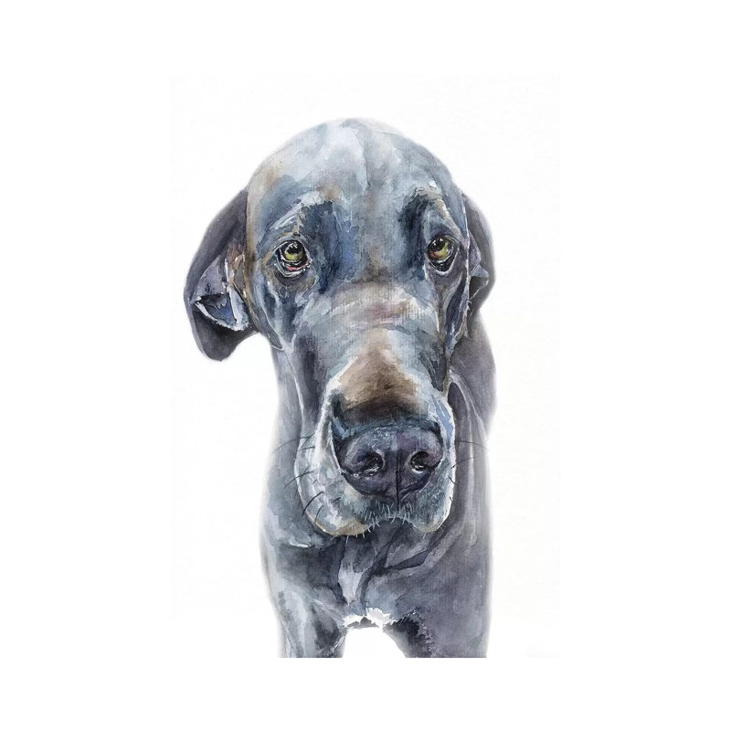 «Blue Great Dane Girl» par George Dyachenko - peinture sur toile tendue, H 18 po x l 12 po x 1,5 po