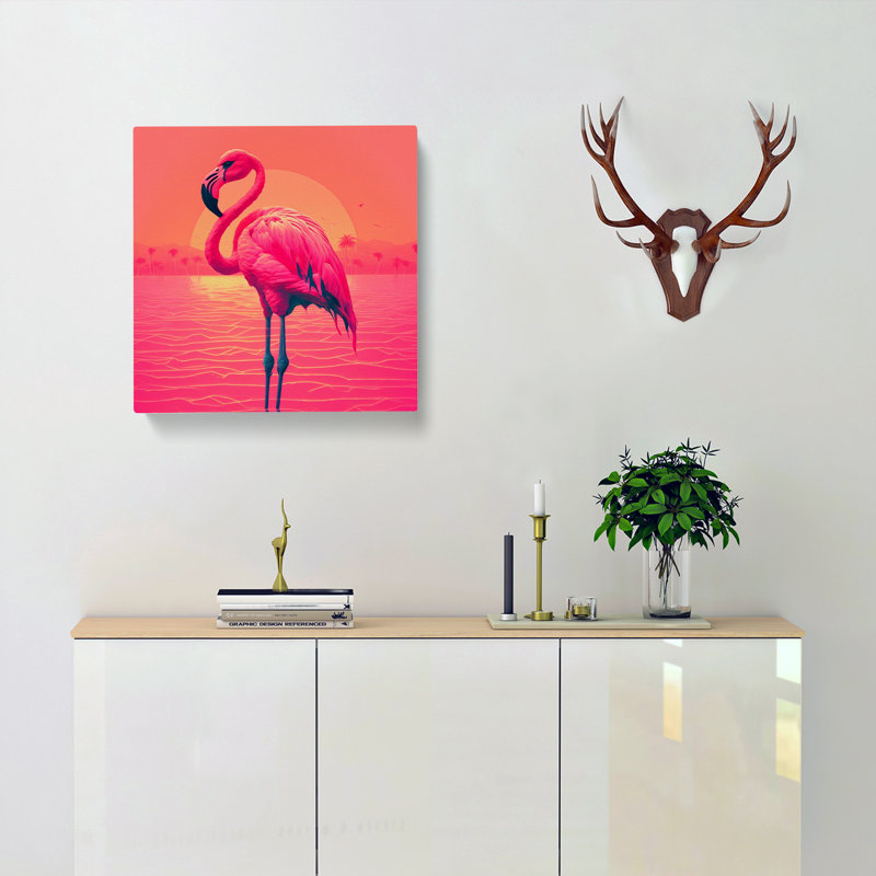 Flamingo Vaporwave - No Frame Print, 35cm H x 35cm W x 3cm D