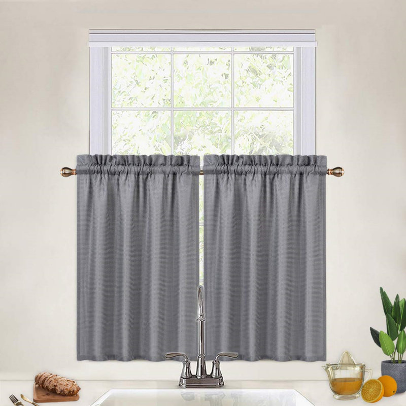 Madelene Tailored Cafe Curtain, 36" W x 30" L, Gray