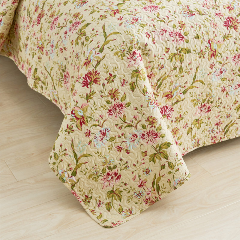 QSM04210203 Floral Quilt, Queen Quilt  + 2 Pillow Cases