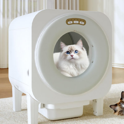 Bac à litière autonettoyant pour chat, bac à litière automatique intelligent, grande capacité pour plusieurs chats, contrôle d'application WiFi avec capteurs de sécurité avec sacs de garage