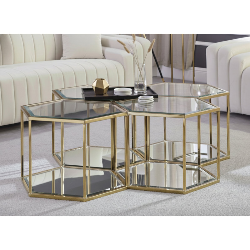 Dickerson Glass Top Coffee Table, Gold