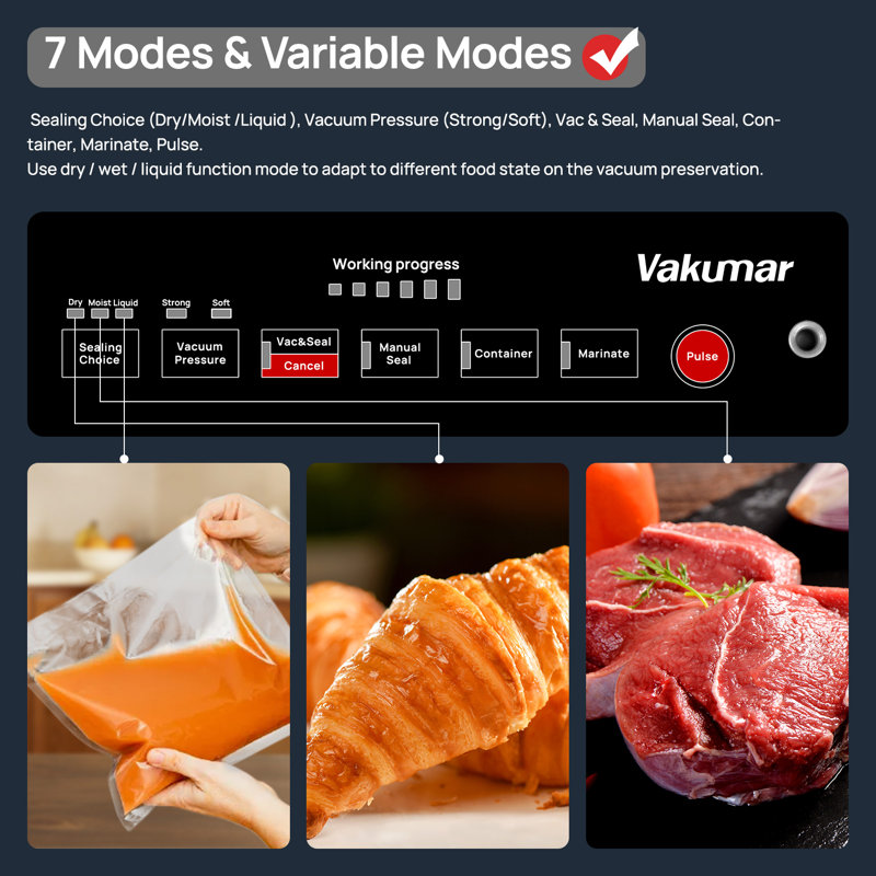 Vakumar Stainless Steel Liquid Vacuum Sealer Machine with LED Indicator