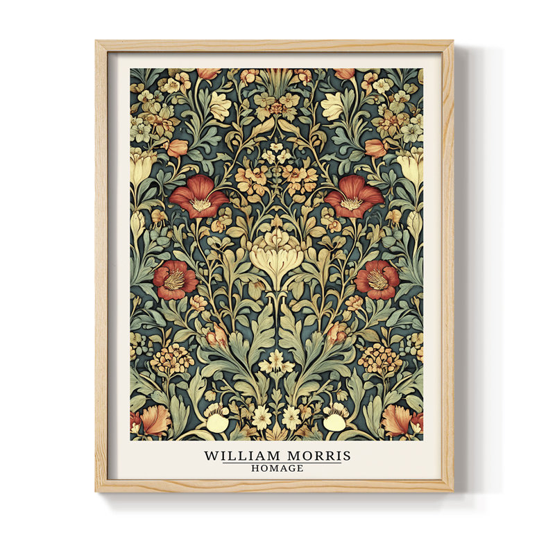 WM MORRIS Series DCCCLXXXVII Framed Print - Solid Wood_HMOAI50889, Natural, 11" H x 9" W