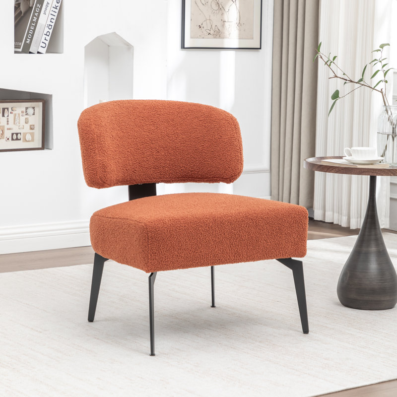 Chaise de loisir moderne à dossier minimaliste en velours, Orange